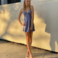 Simple A Line Spaghetti Straps Satin Short Homecoming Dress 18th Birthday Outfits C5072