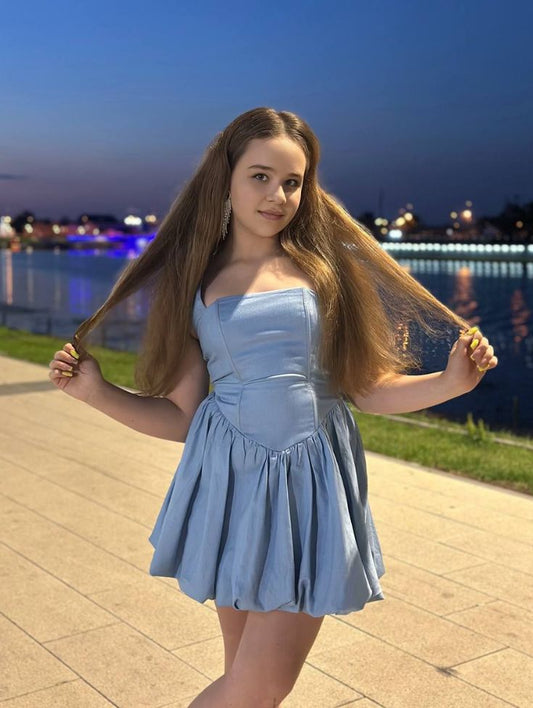 Elegant A Line Halter Satin Short Homecoming Dress 18th Birthday Outfits C5073