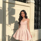 Pretty A Line Spaghetti Straps Satin Short Homecoming Dress 18th Birthday Outfits C5074
