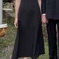 Chic A Line Spaghetti Straps Black Satin With Flower Long Prom Dresses Formal Dress C5087