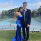 Robe de bal longue en satin bleu roi, simple, fourreau, sirène, dos nu, C5099