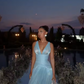 Sexy A Line V Neck Satin Slit Long Prom Dresses Formal Dress C5102