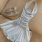 Cute A Line Halter Satin Laec Flower Short Homecoming Dress 19th Birthday Outfits C5119