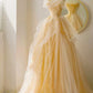 Robe de bal longue en tulle et dentelle, coupe trapèze, sans bretelles, C5123