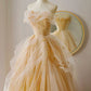 Robe de bal longue en tulle et dentelle, coupe trapèze, sans bretelles, C5123