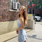 Unique A Line Strapless Satin Short Homecoming Dress 19th Birthday Outfits C5144