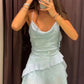 Shiny A Line Halter Satin Sequin Chiffon Ruffles Short Homecoming Dress 20th Birthday Outfits C5147
