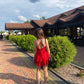 Cute A Line Red Halter Satin Backless Short Homecoming Dress 17th Birthday Outfits C5153