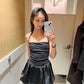 Cute Black A Line Halter Satin Short Homecoming Dress 17th Birthday Outfits C5156