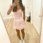 Lovely A Line Spaghetti Straps Lace Short Homecoming Dress 17th Birthday Outfits C5158