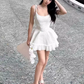 Vintage A line Straps White Short Homecoming Dress 19th Birthday Outfits C515