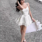 Vintage A line Straps White Short Homecoming Dress 19th Birthday Outfits C515