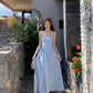 Robe de bal longue en satin à bretelles spaghetti et coupe trapèze élégante C5168