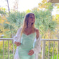 Sheath Mermaid Spaghetti Straps Satin Lace Short Homecoming Dress 19th Birthday Outfits C5173