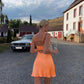 Classy A Line Spaghetti Straps Orange Satin Backless Short Homecoming Dress 19th Birthday Outfits C5175