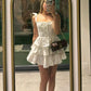 Pretty A Line Bow Spaghetti Straps Satin Tiered Short Homecoming Dress 20th Birthday Outfits C5180