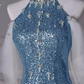 Robes de bal bleues sexy sirène à paillettes C51