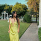 Robe de bal longue en satin à bretelles spaghetti et ligne A C5211