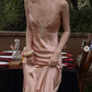 Charmante robe de bal longue en satin et dentelle à bretelles spaghetti, coupe trapèze, robe de soirée C5218