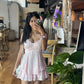 Cute A Line Spaghetti Straps Satin Mini Short Homecoming Dress 17th Birthday Outfits C5230