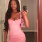 Robe sirène sexy à bretelles spaghetti et mini-robe courte plissée en satin pour les 19 ans C5233