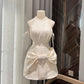 Classy A Line Halter Satin With Bow Mini Short Homecoming Dress 19th Birthday Outfits C5245
