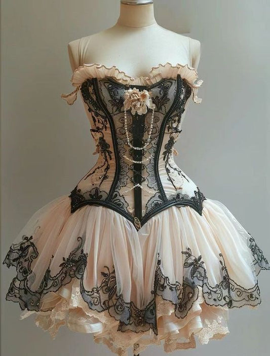 Unique Ball Gown Sweetheart Tulle Lace Short Homecoming Dress 20th Birthday Outfits C5253