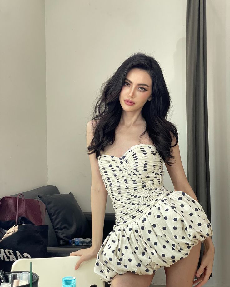 Unique A Line Sweetheart Satin Polka Dots Short Homecoming Dress 19th Birthday Outfits C5259