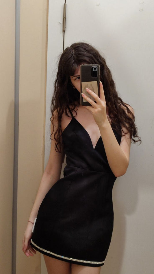 Chic Mermaid Spaghetti Straps Black Satin Short Homecoming Dress 19th Birthday Outfits C5263