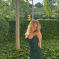 Classy A Line Strapless Dark Green Satin Short Homecoming Dress 20th Birthday Outfits C5264