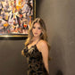 Robe de bal longue en satin et dentelle, style sirène chic, dos nu, C5281