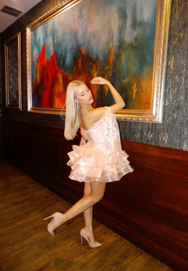 Sweet 16th Light Pink Ball Gown Off The Shoulder Satin Tiered Short Homecoming Dress Birthday Outfits C5285