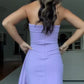 Lilac Mermaid Strapless Satin Pleated Short Homecoming Dress 18th Birthday Outfits C5288