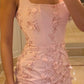 Pretty Mermaid Square Satin Applique Short Homecoming Dress 21th Birthday Outfits C5297