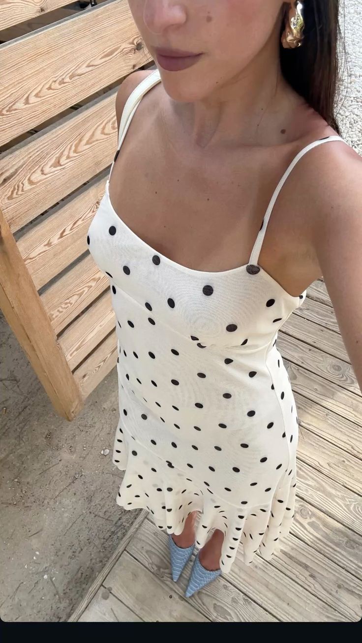 Cute A Line Spaghetti Straps Satin With Polka Dots Short Homecoming Dress 18th Birthday Outfits C5301