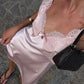 Charming A Line Spaghetti Straps Pink Satin Lace Short Homecoming Dress 19th Birthday Outfits C5303