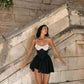 Sexy A Line Spaghetti Straps Stripe Satin Short Homecoming Dress 19th Birthday Outfits C5305
