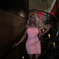 Shiny Mermaid Strapless Pink Satin Sequin Short Homecoming Dress 19th Birthday Outfits C5307