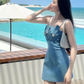 Elegant Sheath Straps Blue 18th Birthday Dress Short Homecoming Dresses C530