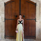 Robe de bal longue en satin à bretelles spaghetti et fente en dentelle, style trapèze, modeste, C5315