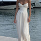 Robe de bal longue plissée en satin à col en cœur et coupe trapèze, robe de soirée C5322