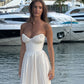 Robe de bal longue plissée en satin à col en cœur et coupe trapèze, robe de soirée C5322