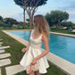 Classy A Line U Neck Satin Short Homecoming Dress 19th Birthday Outfits C5331