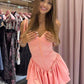 Elegant A Line Bow Straps Satin Short Homecoming Dress 17th Birthday Outfits C5341