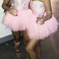 Lovely A Line Strapless Pink Satin Tulle Short Homecoming Dress 17th Birthday Outfits C5344