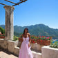 Robe de bal longue en satin rose, coupe trapèze, sans bretelles, élégante, C5353