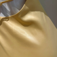 Robe de bal trapèze en satin jaune à col licou et ourlet à volants, robe de soirée C5357