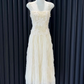 Robe de bal longue en satin et tulle avec appliques en dentelle, coupe trapèze, unique, C5364