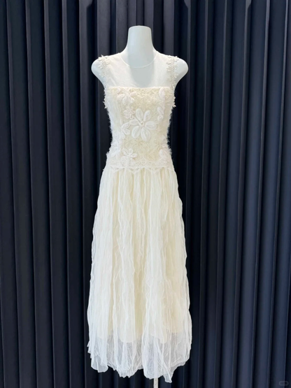 Robe de bal longue en satin et tulle avec appliques en dentelle, coupe trapèze, unique, C5364