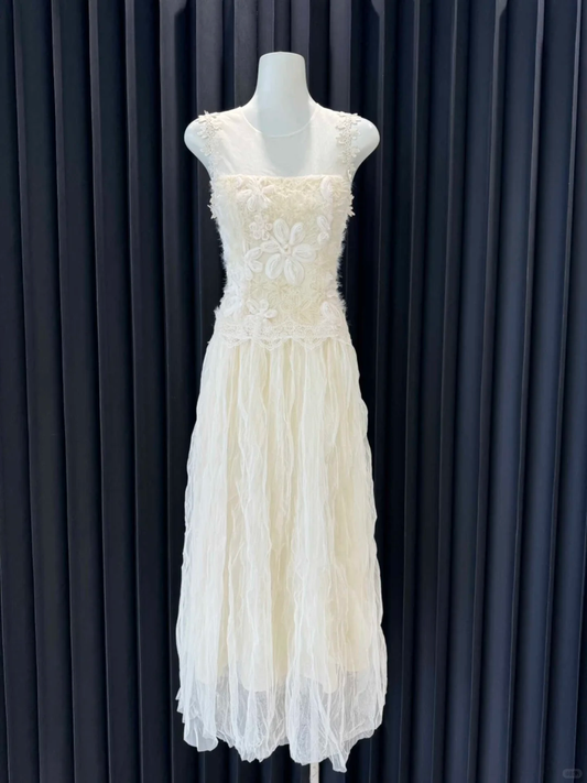 Robe de bal longue en satin et tulle avec appliques en dentelle, coupe trapèze, unique, C5364